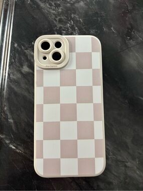 Raspberry colored checkered iPhone 15 plus / 14 plus case brand new